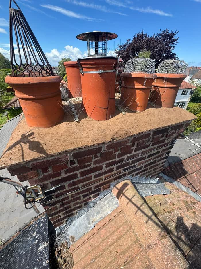 Chimney stack repointed and finished with fresh flaunching